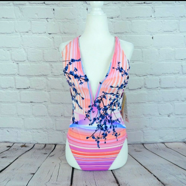 Gottex Hanami Deep Plunge Halter Bathing Suit